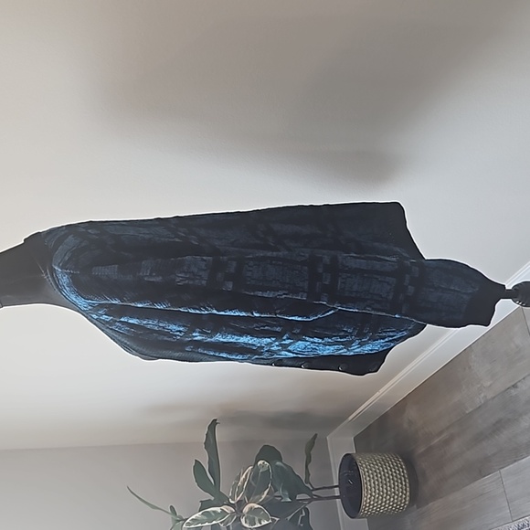 Vintage Zepplin | Blue & Black Pattern Button Sweater Cardigan | Womens M - Picture 4 of 6